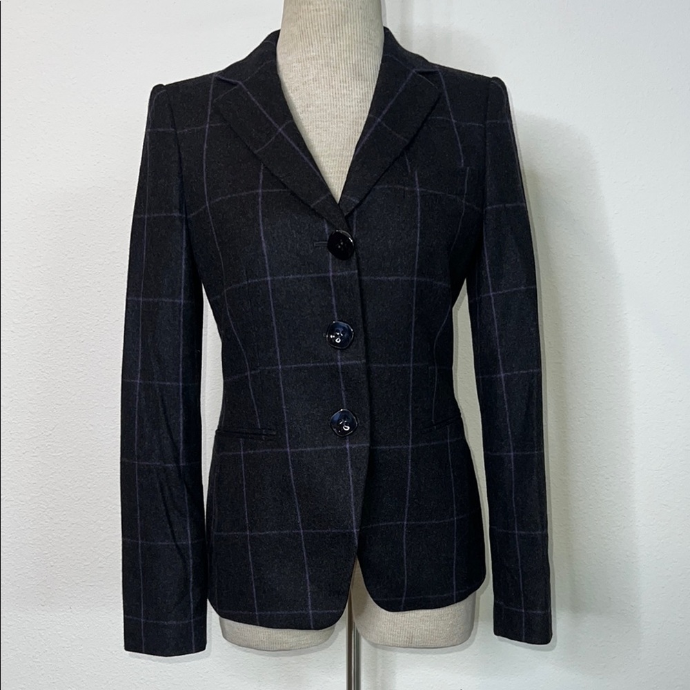 Giorgio Armani Cashmere Plaid Suit Coat Blazer